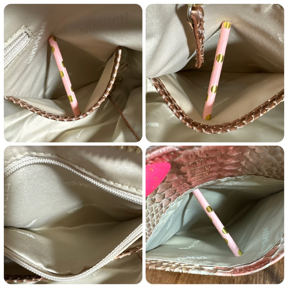 **SOLD**Brahmin EUC Ashlee - Natural Cocobay - Metallic Gold Snake Texture Tote - Picture 10 of 12